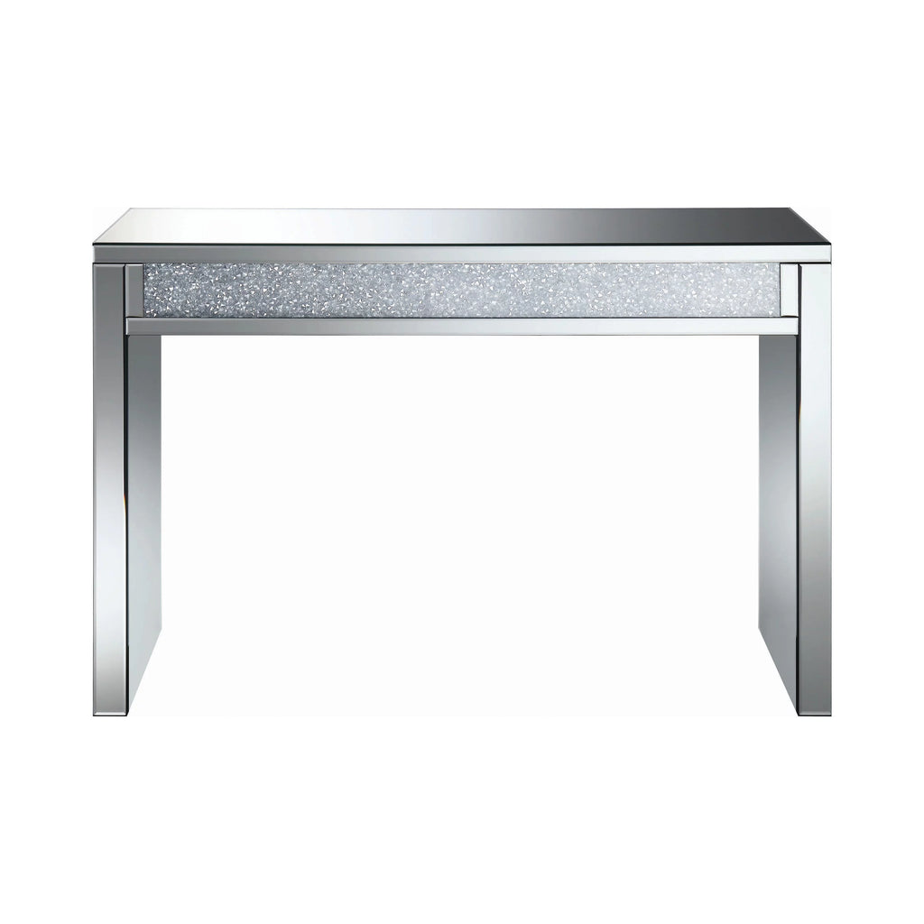 Rectangular Sofa Table Silver and Clear Mirror Y3911