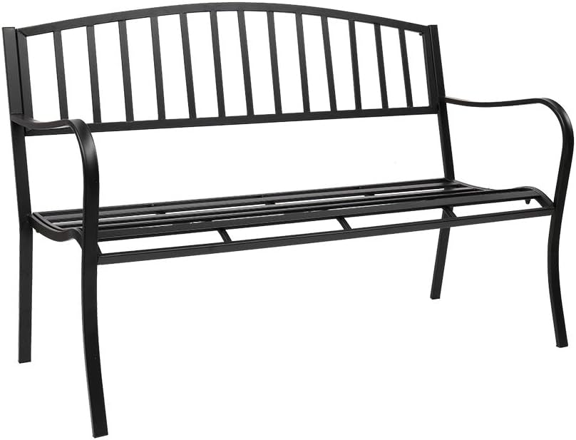 Black Powder Coated Cast Iron Steel Patio Bench K152166