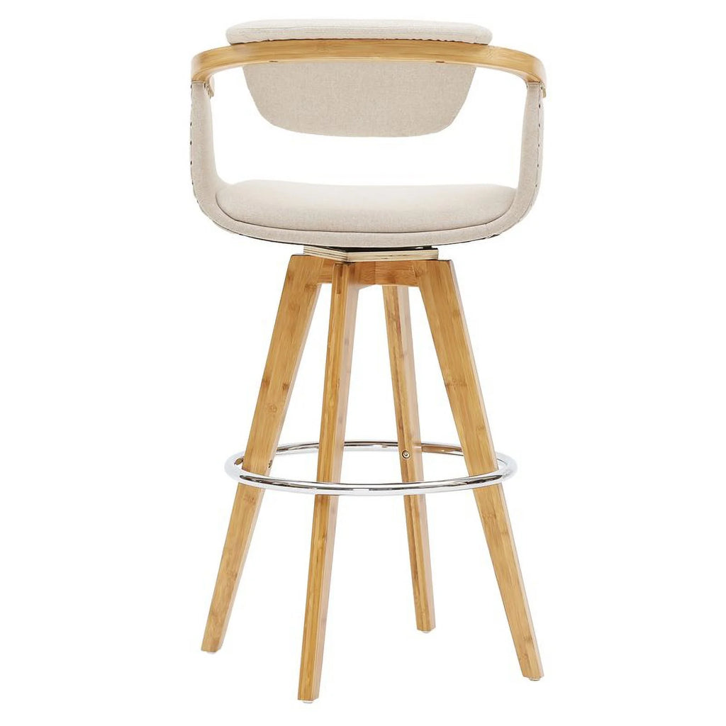 Beige Fabric Bamboo Counter Stool R57197