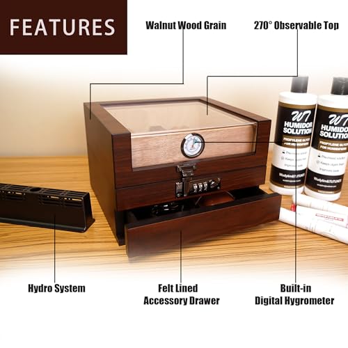 Handcrafted Spanish Cedar Cigar Humidor with Digital Hygrometer O67030