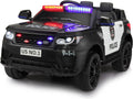 Black 12V Kids Ride On Police Car with Remote Control S988