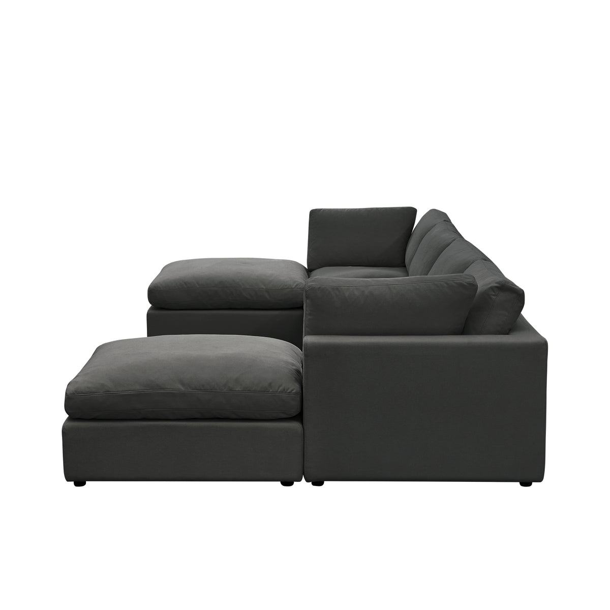 Charcoal Linen Sofa U-Chaise Sectional L2971