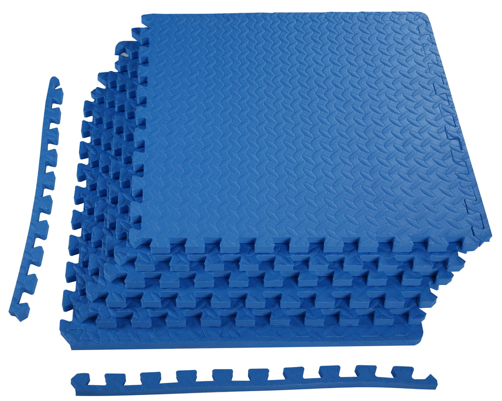 1 In. Thick EVA Foam Interlocking Exercise Mat, 6 Piece, Black J92916