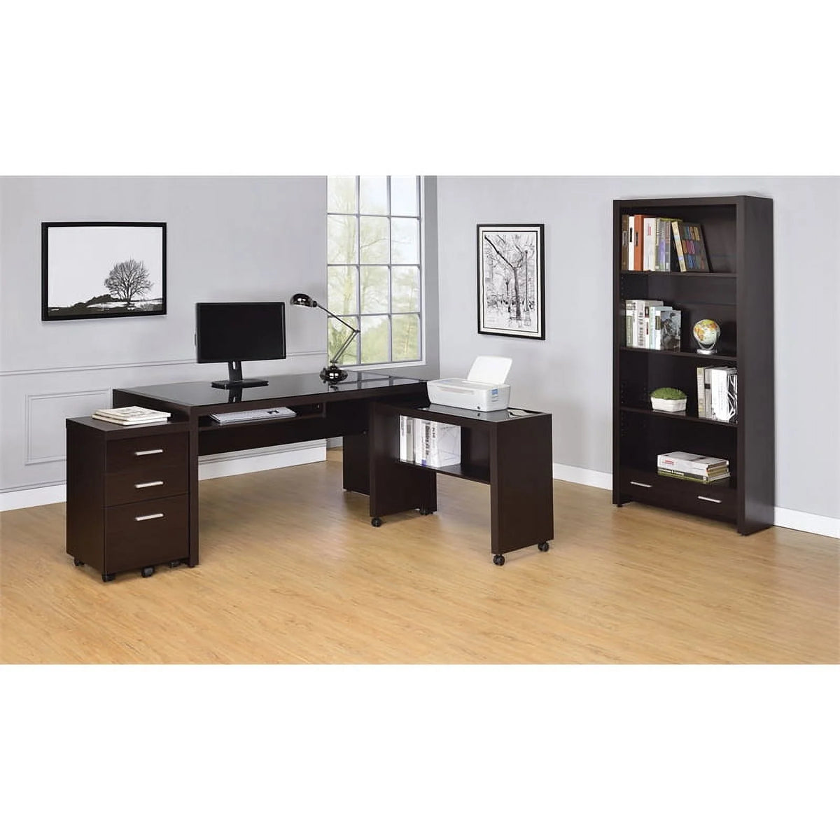 3 Piece Office Chair Computer Desk and Mobile File Cabinet C50920