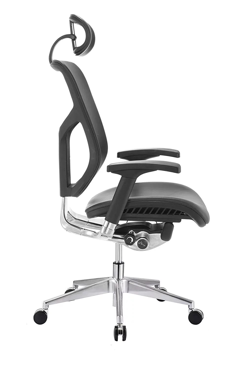 Black Leather Executive Swivel Chair with Headrest F8959
