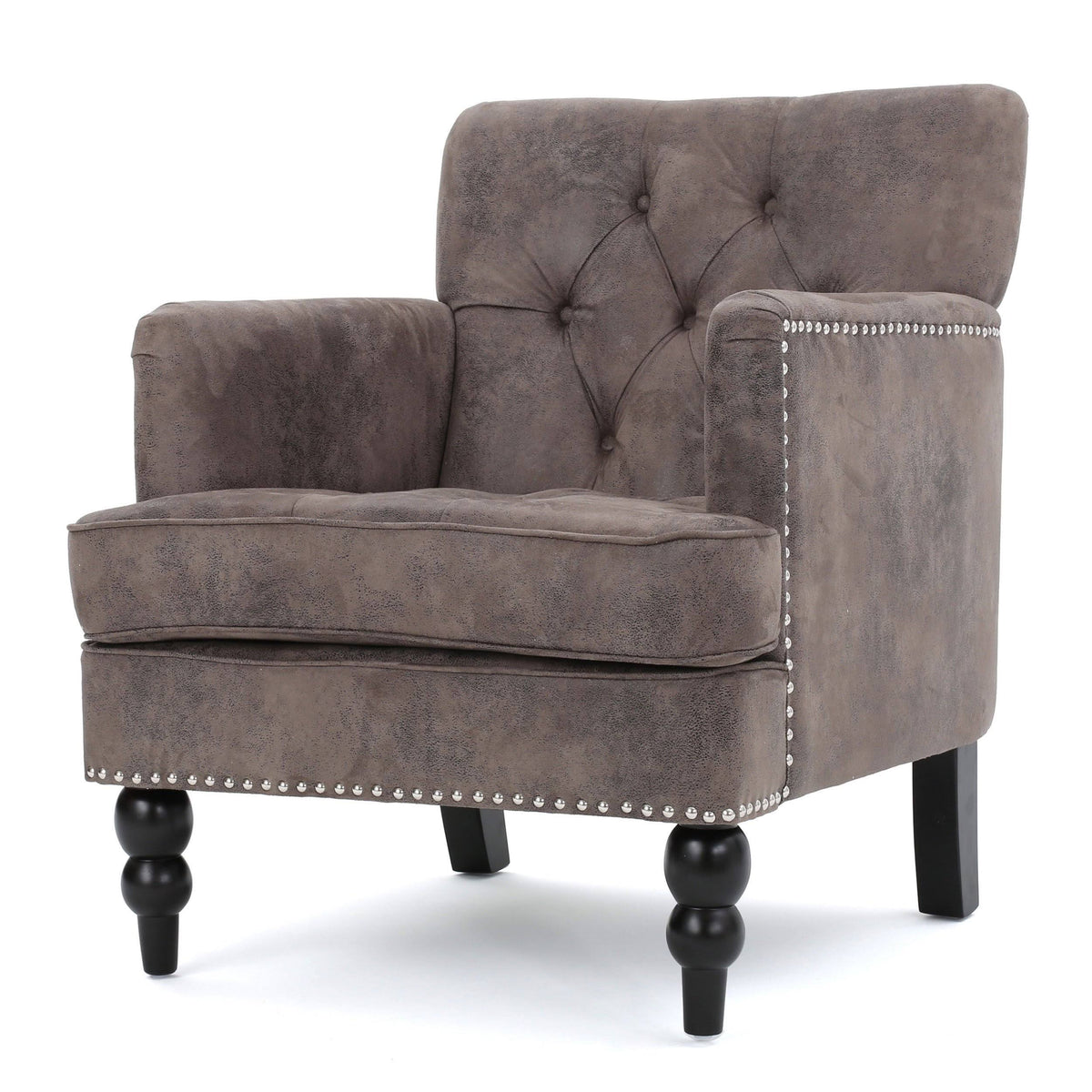 Tufted Back Fabric Club Chair Light Blue L9221