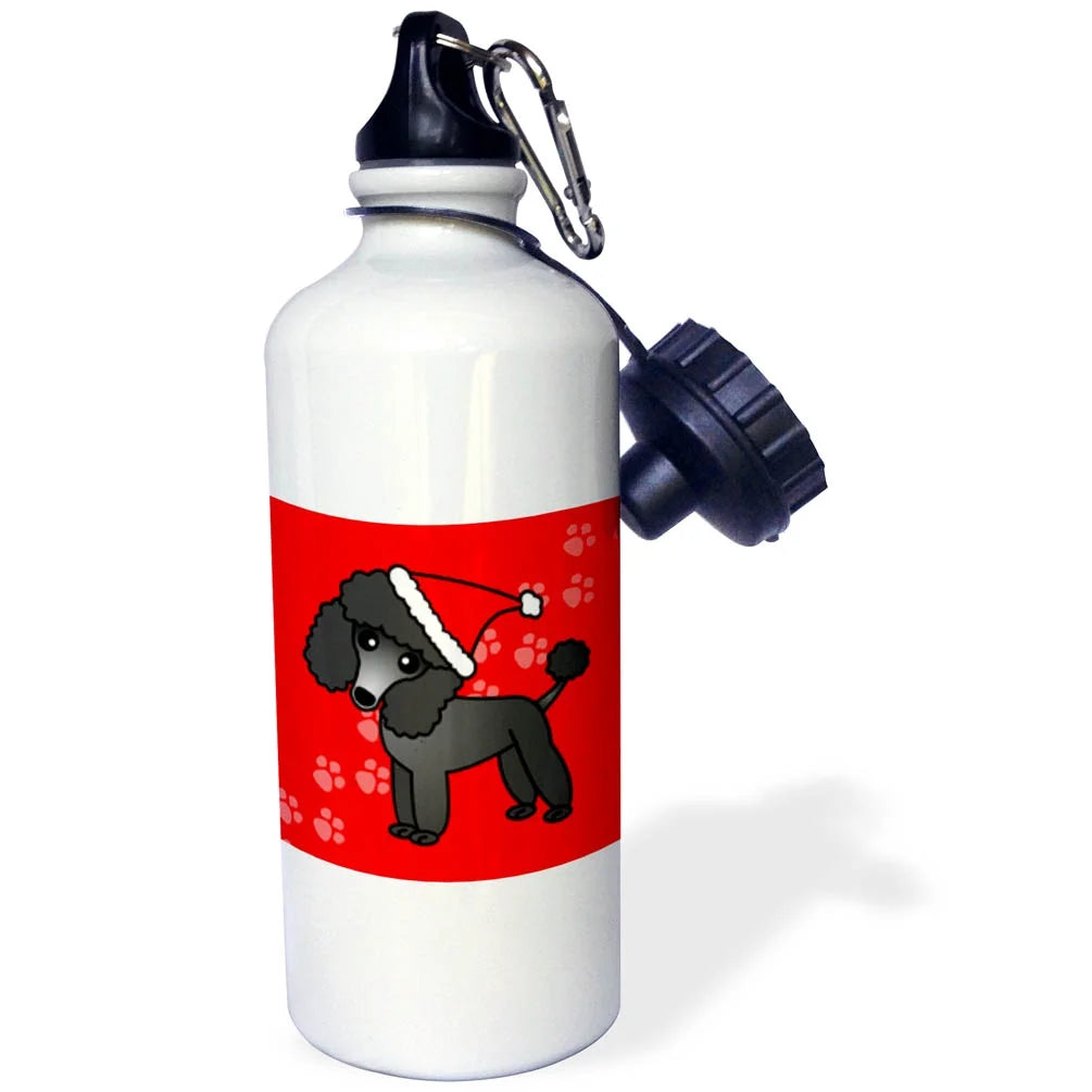 Black Poodle Santa Hat 21 oz Sports Water Bottle U39070