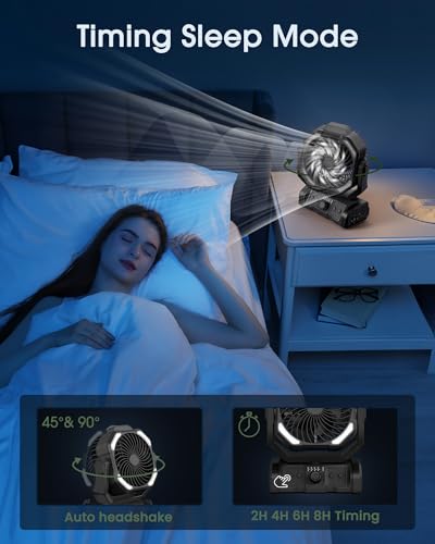 Portable Rechargeable Oscillating Camping Fan with LED Lantern O54362