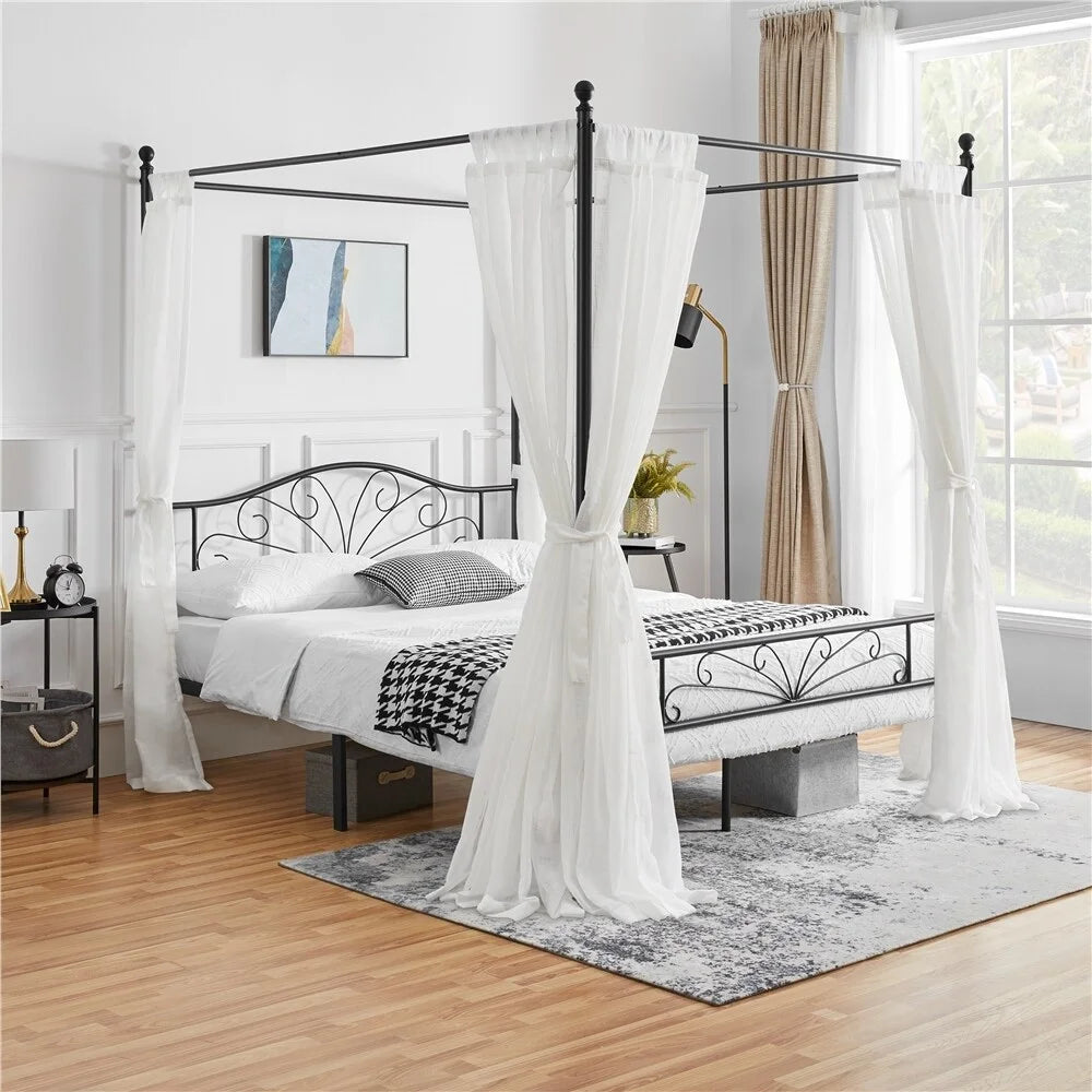 Metal Canopy Bed Frame with Arched Headboard Full K6904