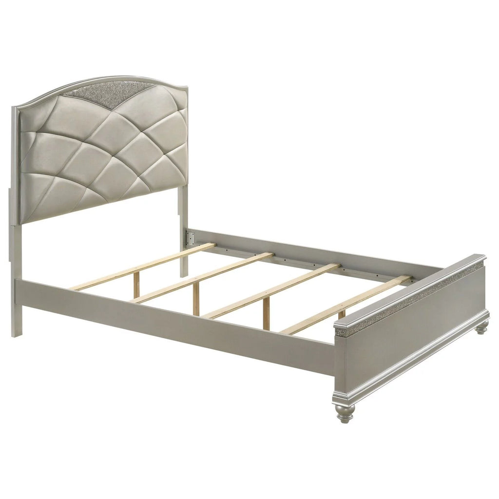 King Panel Bed Dresser Mirror Nightstand Chest Wooden Bedroom Furniture Set Q960401