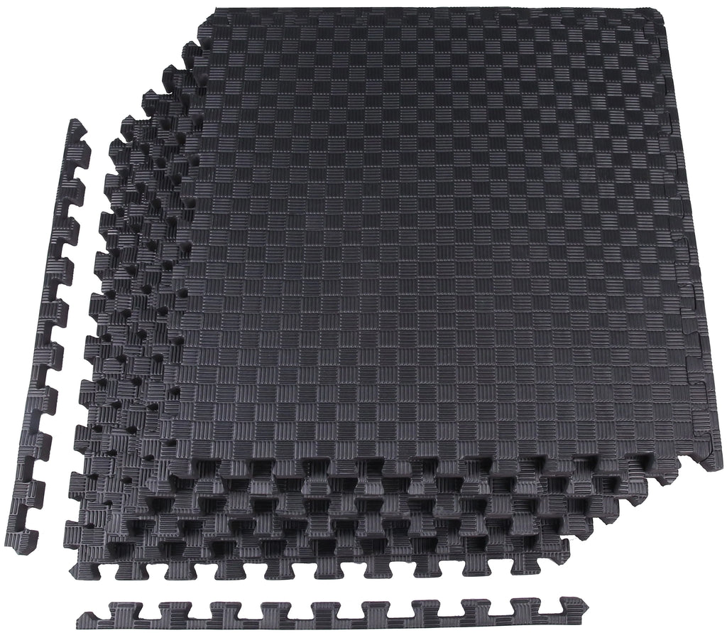 1 In. Thick EVA Foam Interlocking Exercise Mat, 6 Piece, Black J92916