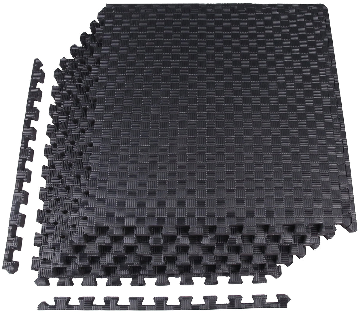 1 In. Thick EVA Foam Interlocking Exercise Mat, 6 Piece, Black J92916