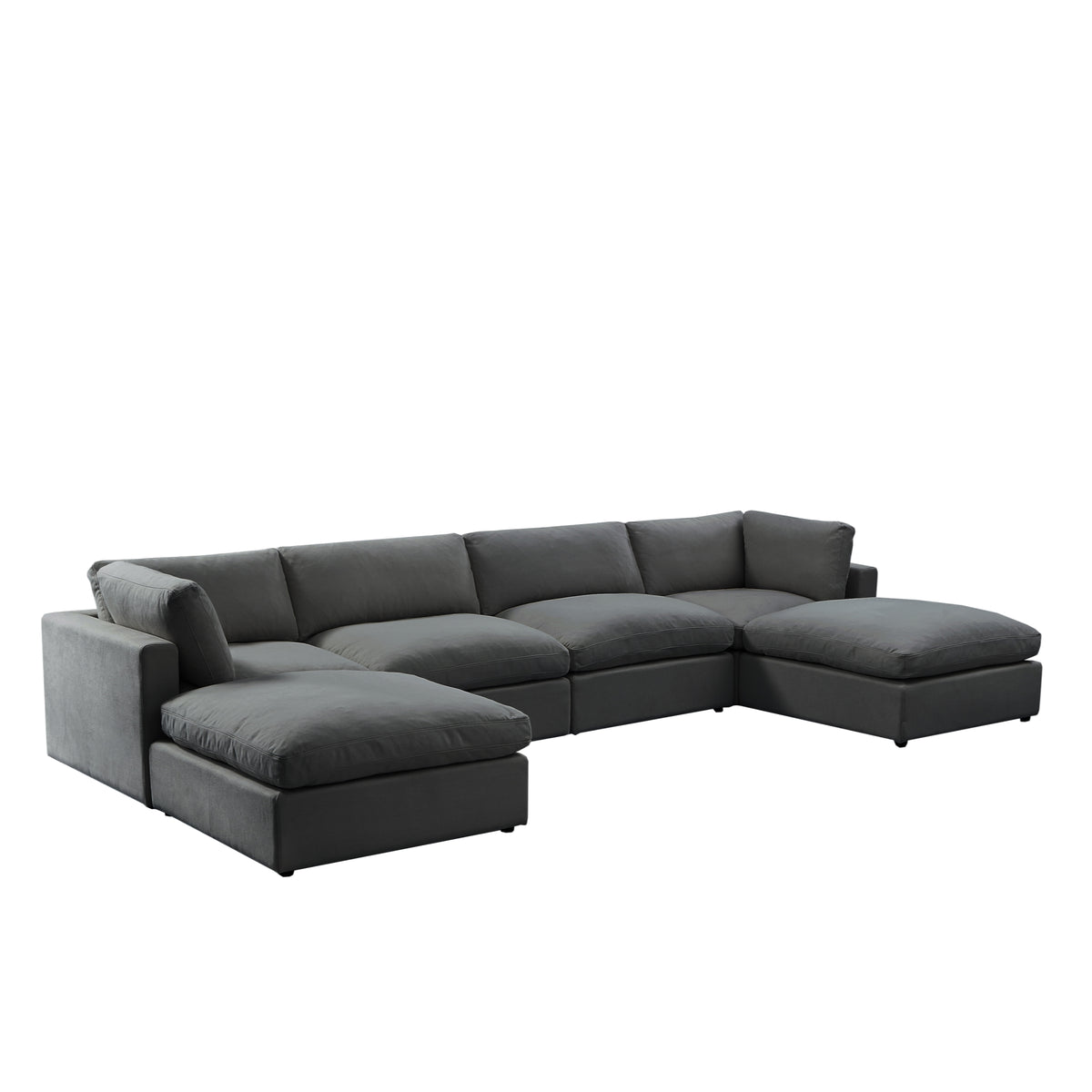 Charcoal Linen Sofa U-Chaise Sectional L2971