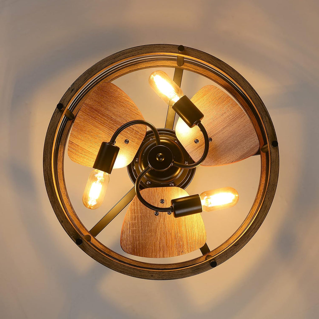 20-inch Caged Ceiling Fan with Light, Reversible, Remote, Bladeless E289