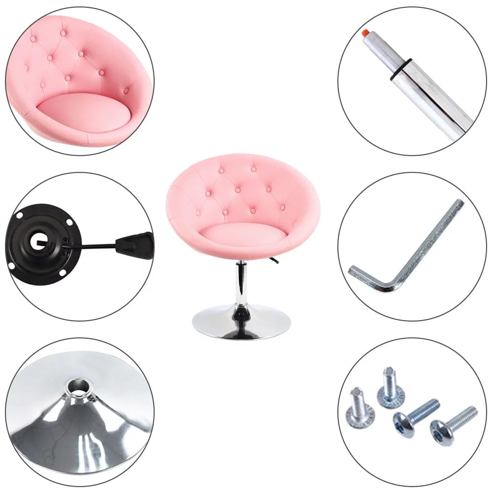 Pink PU Leather Tufted Adjustable Swivel Accent Chair V34190