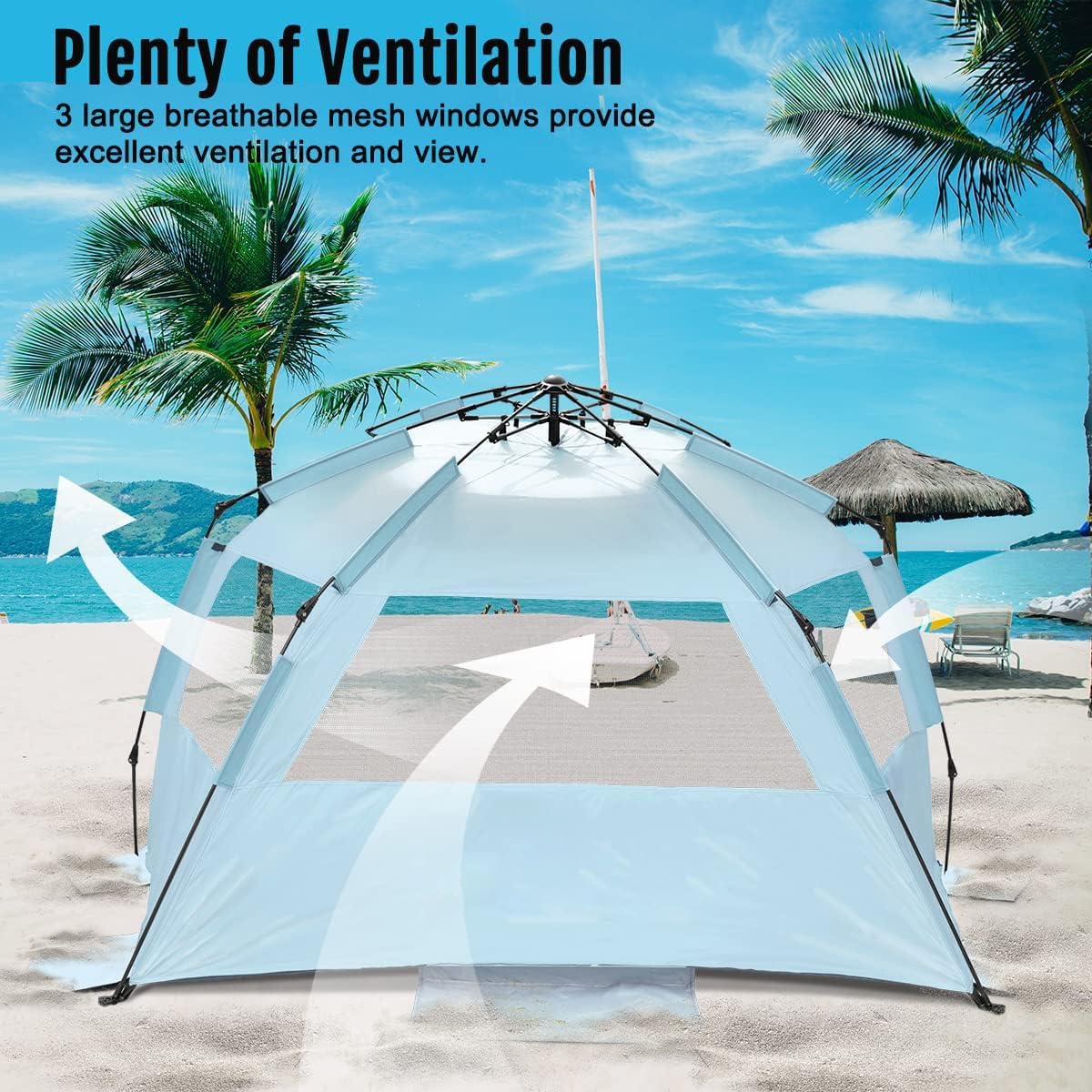 Light Blue Pop Up Beach Tent with Carrying Bag N279