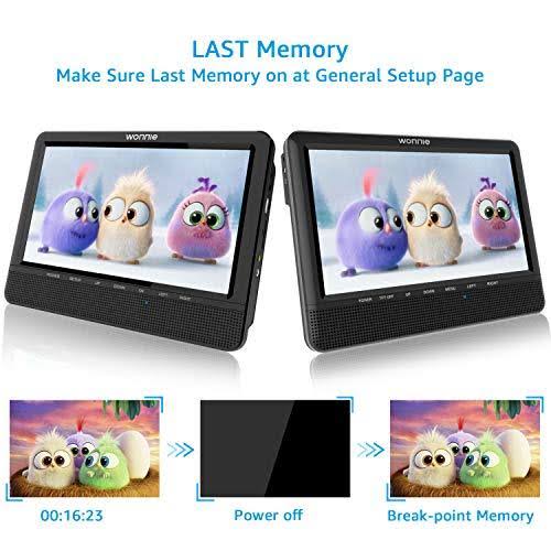 9.5 Car Dual Portable DVD Player with 5 Hours Rechargeable Battery W824