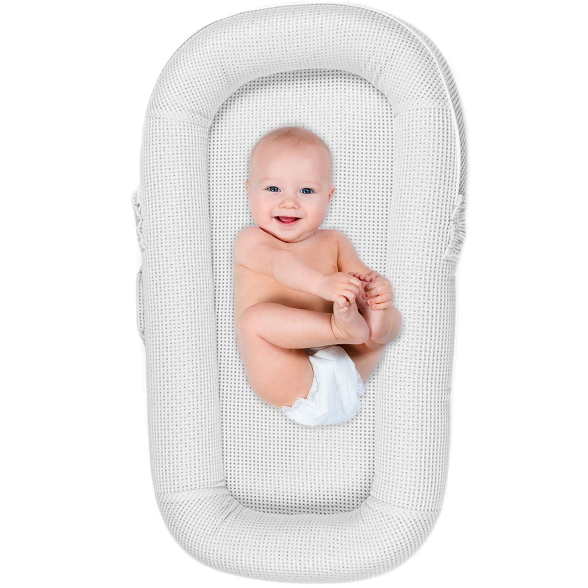 White Portable Baby Lounger with Canopy L540