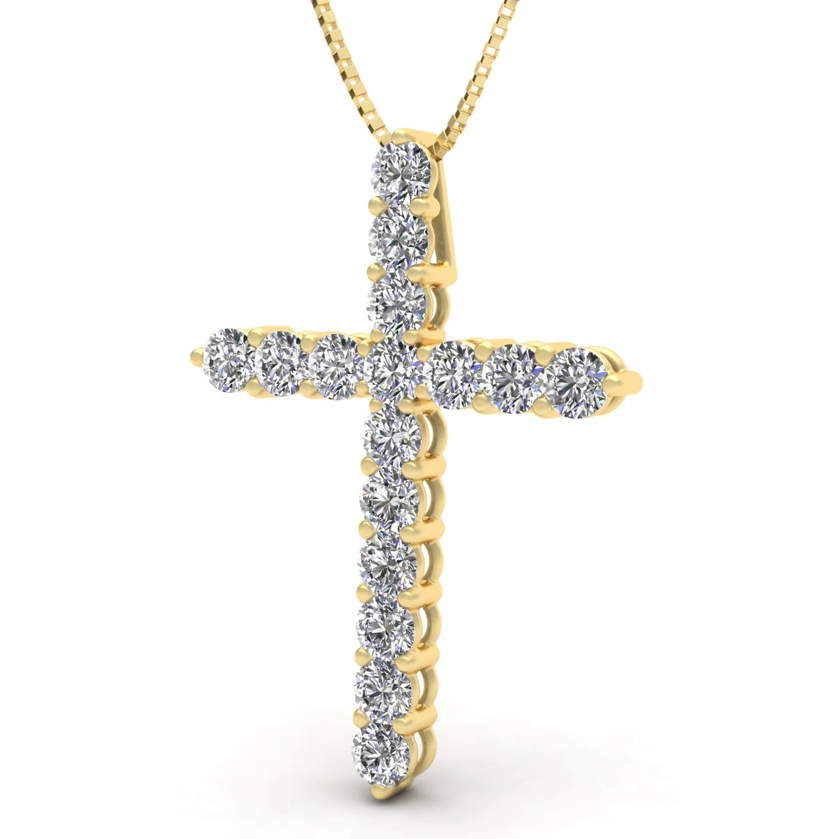 14k Yellow Gold Diamond Cross Pendant Necklace G297600