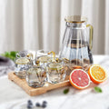 Black Diamond Glass Pitcher with 4 Cups, 1 Tray B2697
